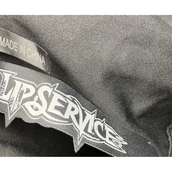 L Vintage lip Service Distress Black Tank Mesh Panel Buckle Shoulders Goth Biker - Picture 6 of 7